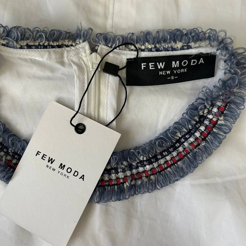 Few Moda White Ruffle Sleeve Boho Top‎ Cotton Blouse Small New - Picture 4 of 10